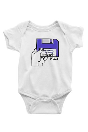 Amiga 500 Baskılı Beyaz Unisex Bebek Body - Zıbın