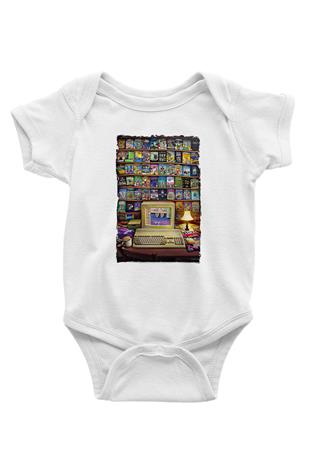 Amiga 500 Baskılı Beyaz Unisex Bebek Body - Zıbın