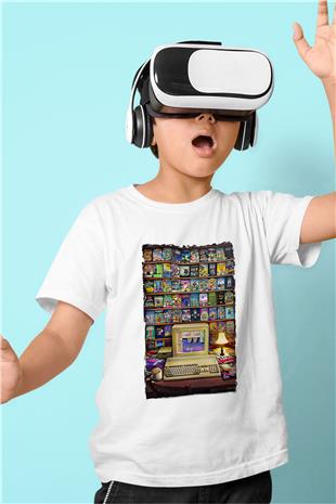 Amiga 500 Baskılı Beyaz Unisex Beyaz Çocuk Tişört - Tshirt