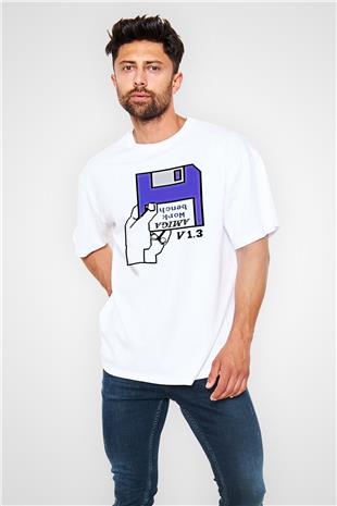 Amiga 500 Baskılı Beyaz Unisex Oversize Tişört - Tshirt