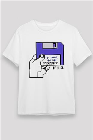Amiga 500 Baskılı Unisex Beyaz Tişört - Tshirt
