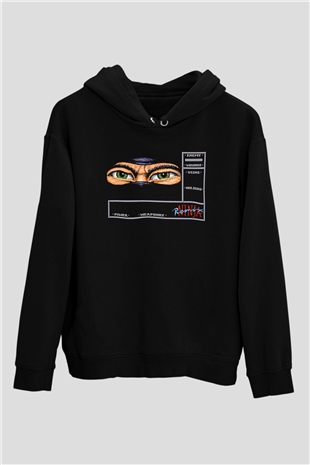 Amiga 500 Baskılı Unisex Siyah Kapüşonlu Sweatshirt