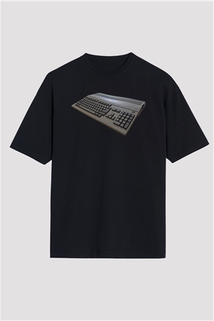 Amiga 500 Baskılı Unisex Siyah Oversize Tişört - Tshirt