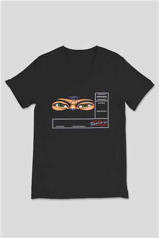 Amiga 500 Baskılı Unisex Siyah V Yaka Tişört - Tshirt