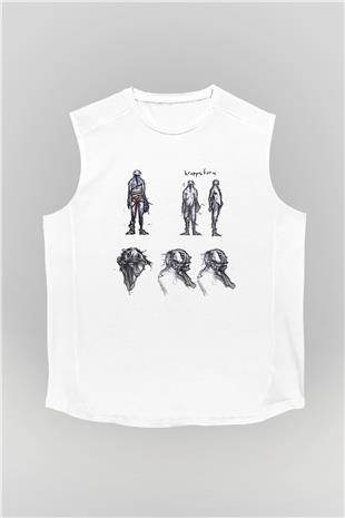 Amnesia Baskılı Beyaz Unisex Kolsuz Tişört - Tshirt