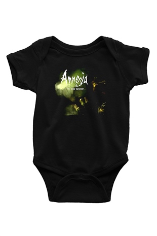 Amnesia Baskılı Unisex Siyah Bebek Body - Zıbın