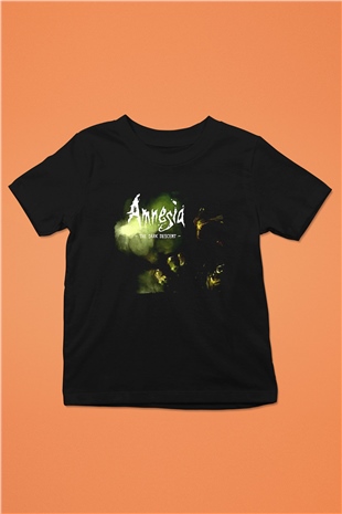 Amnesia Baskılı Unisex Siyah Çocuk Tişört - Tshirt