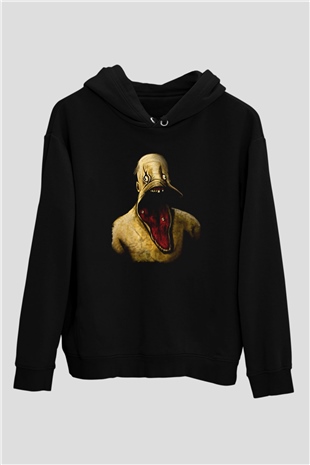 Amnesia Baskılı Unisex Siyah Kapüşonlu Sweatshirt