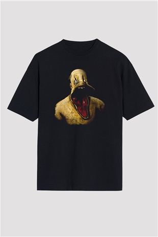 Amnesia Baskılı Unisex Siyah Oversize Tişört - Tshirt