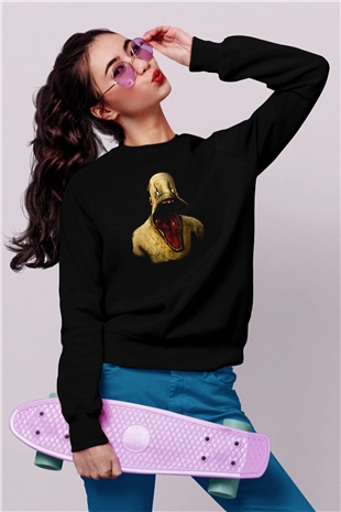 Amnesia Baskılı Unisex Siyah Sweatshirt