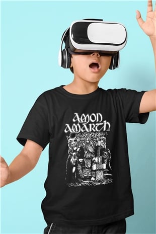 Amon Amarth Baskılı Siyah Unisex Çocuk Tişört