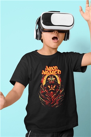 Amon Amarth Baskılı Siyah Unisex Çocuk Tişört