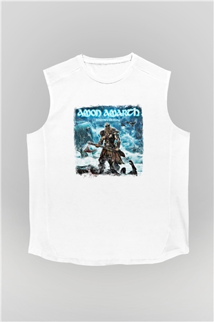 Amon Amarth Baskılı Unisex Beyaz Kolsuz Tişört