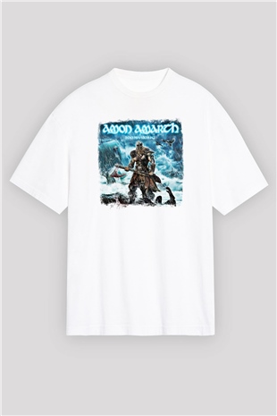 Amon Amarth Baskılı Unisex Beyaz Oversize Tişört