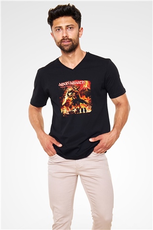Amon Amarth Baskılı Unisex Siyah V Yaka Tişört