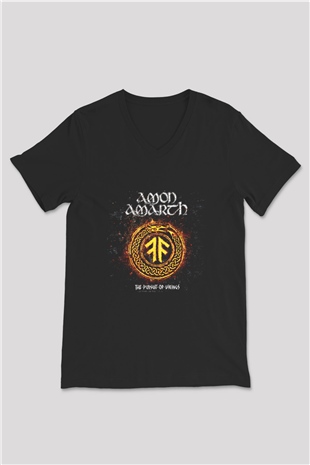 Amon Amarth Baskılı Unisex Siyah V Yaka Tişört