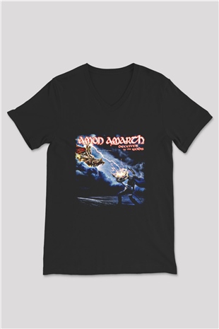Amon Amarth Baskılı Unisex Siyah V Yaka Tişört