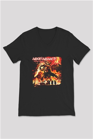 Amon Amarth Baskılı Unisex Siyah V Yaka Tişört