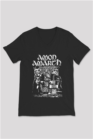 Amon Amarth Siyah Unisex V Yaka Tişört T-Shirt