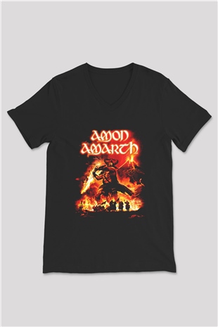 Amon Amarth Siyah Unisex V Yaka Tişört T-Shirt