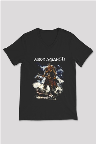 Amon Amarth Siyah Unisex V Yaka Tişört T-Shirt