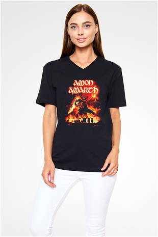 Amon Amarth Siyah Unisex V Yaka Tişört T-Shirt