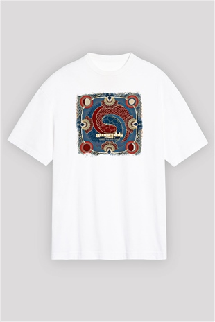 Amorphis Baskılı Unisex Beyaz Oversize Tişört