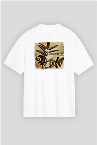 Amorphis Baskılı Unisex Beyaz Oversize Tişört