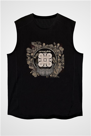 Amorphis Baskılı Unisex Siyah Kolsuz Tişört