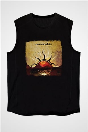 Amorphis Baskılı Unisex Siyah Kolsuz Tişört