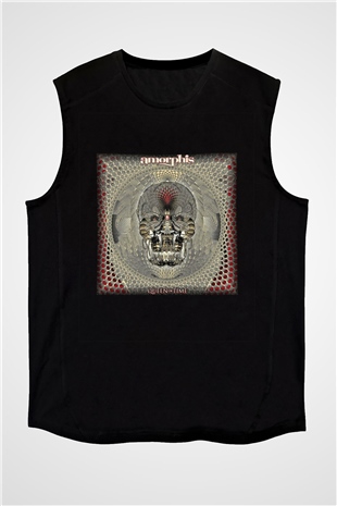 Amorphis Baskılı Unisex Siyah Kolsuz Tişört