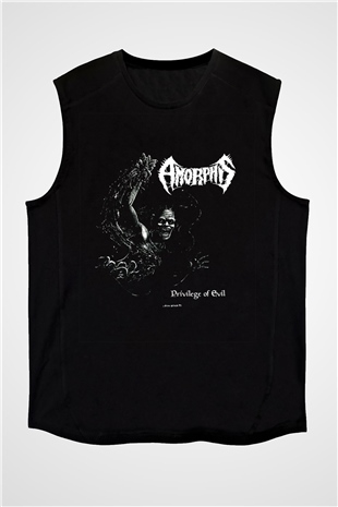 Amorphis Baskılı Unisex Siyah Kolsuz Tişört