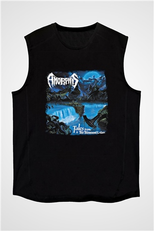 Amorphis Baskılı Unisex Siyah Kolsuz Tişört