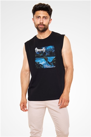 Amorphis Baskılı Unisex Siyah Kolsuz Tişört