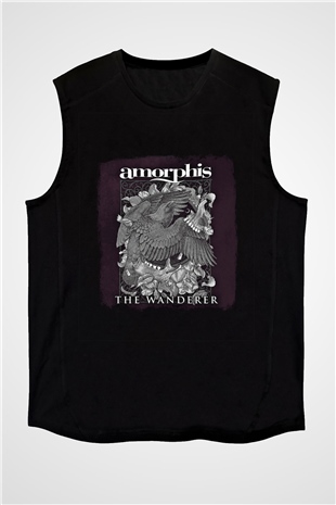 Amorphis Baskılı Unisex Siyah Kolsuz Tişört