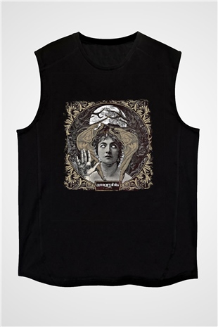 Amorphis Baskılı Unisex Siyah Kolsuz Tişört