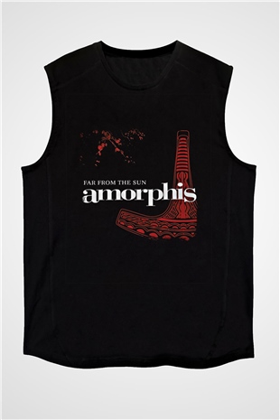 Amorphis Baskılı Unisex Siyah Kolsuz Tişört