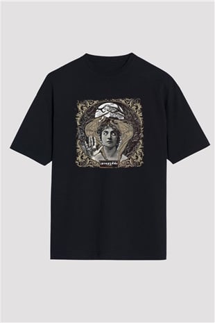 Amorphis Baskılı Unisex Siyah Oversize Tişört