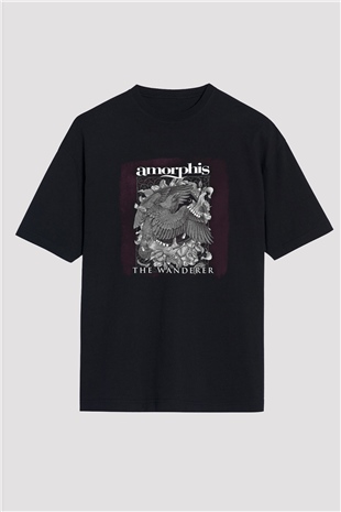 Amorphis Baskılı Unisex Siyah Oversize Tişört