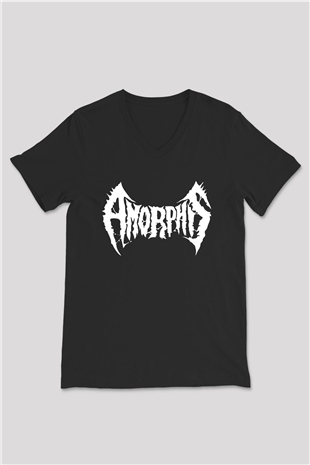 Amorphis Siyah Unisex V Yaka Tişört T-Shirt