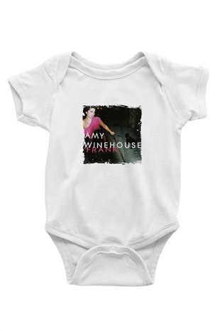 Amy Winehouse Baskılı Unisex Beyaz Bebek Body - Zıbın