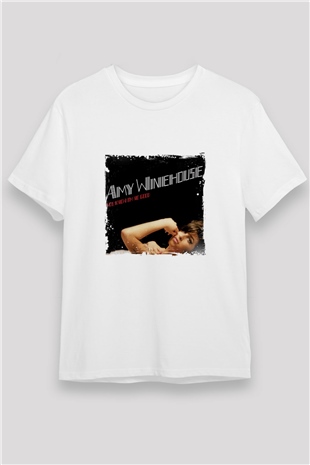 Amy Winehouse Baskılı Unisex Beyaz Tişört