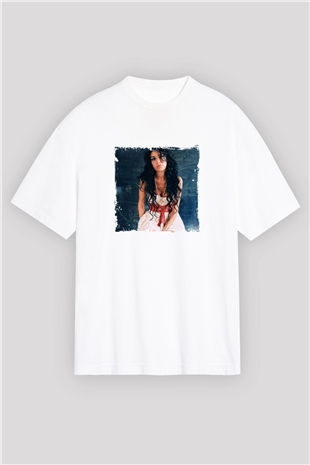 Amy Winehouse Baskılı Oversize Beyaz Tişört