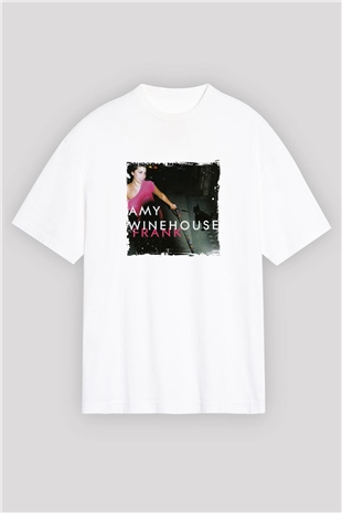 Amy Winehouse Baskılı Oversize Beyaz Tişört