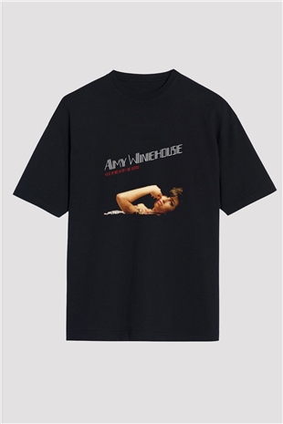 Amy Winehouse Baskılı Unisex Oversize Siyah Tişört
