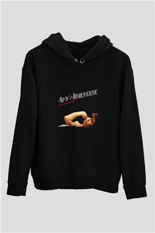 Amy Winehouse Baskılı Unisex Siyah Hoodie
