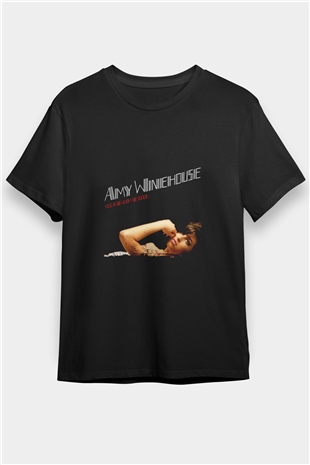 Amy Winehouse Baskılı Unisex Siyah Tişört