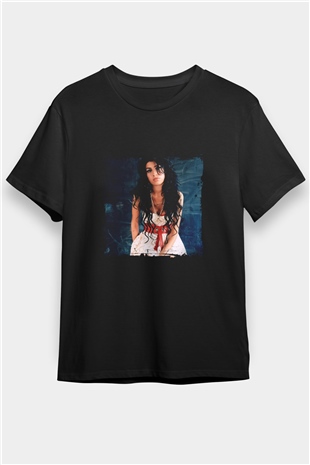 Amy Winehouse Baskılı Unisex Siyah Tişört