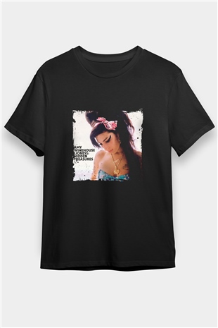 Amy Winehouse Baskılı Unisex Siyah Tişört