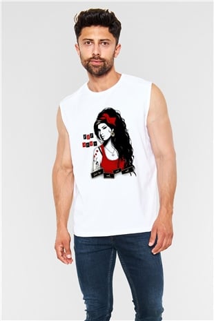 Amy Winehouse Beyaz Unisex Kolsuz Tişört